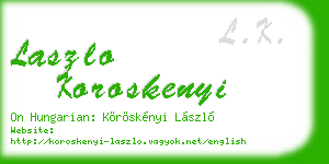 laszlo koroskenyi business card
