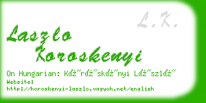 laszlo koroskenyi business card